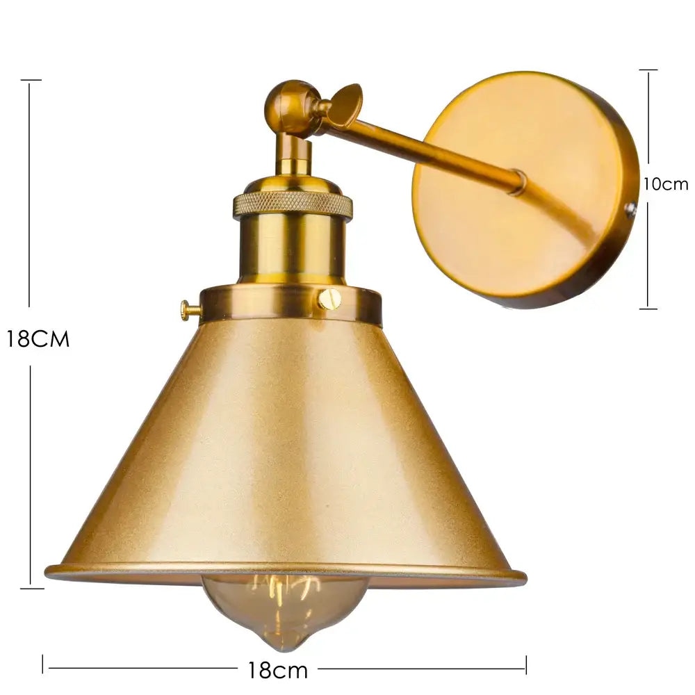 Industrial gold wall lamp bedroom brass sconce with adjustable arm