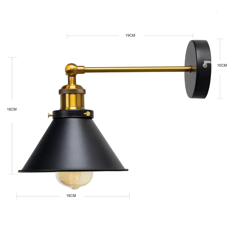 Industrial gold wall lamp bedroom brass sconce with adjustable arm