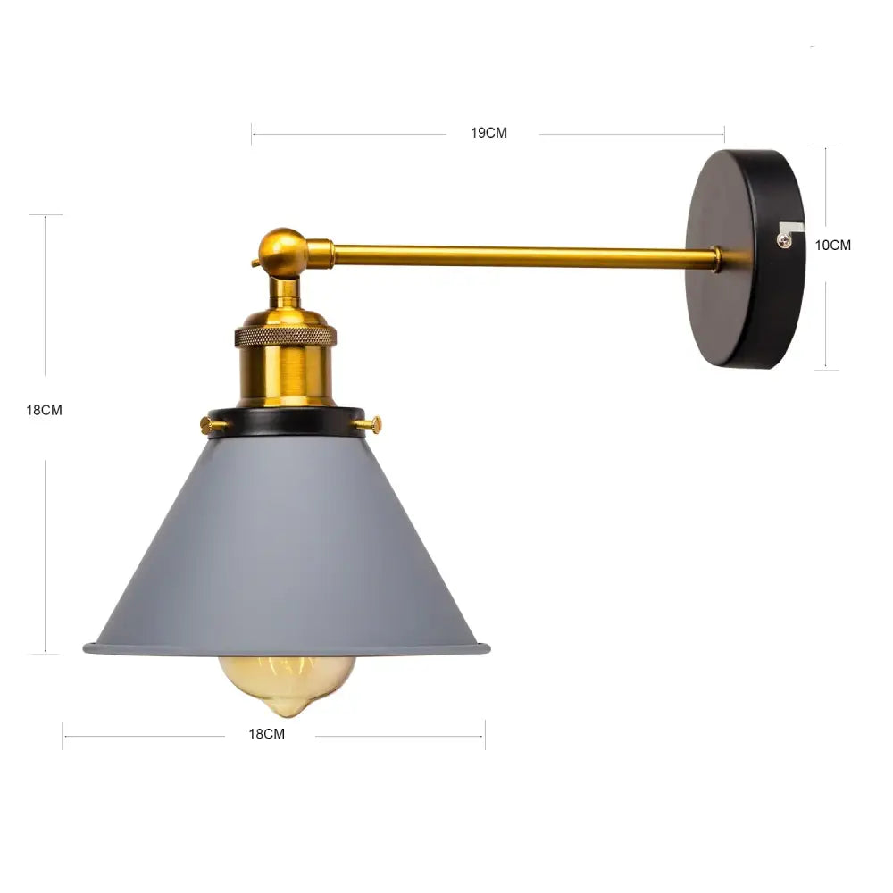 Industrial gold wall lamp bedroom brass sconce with adjustable arm