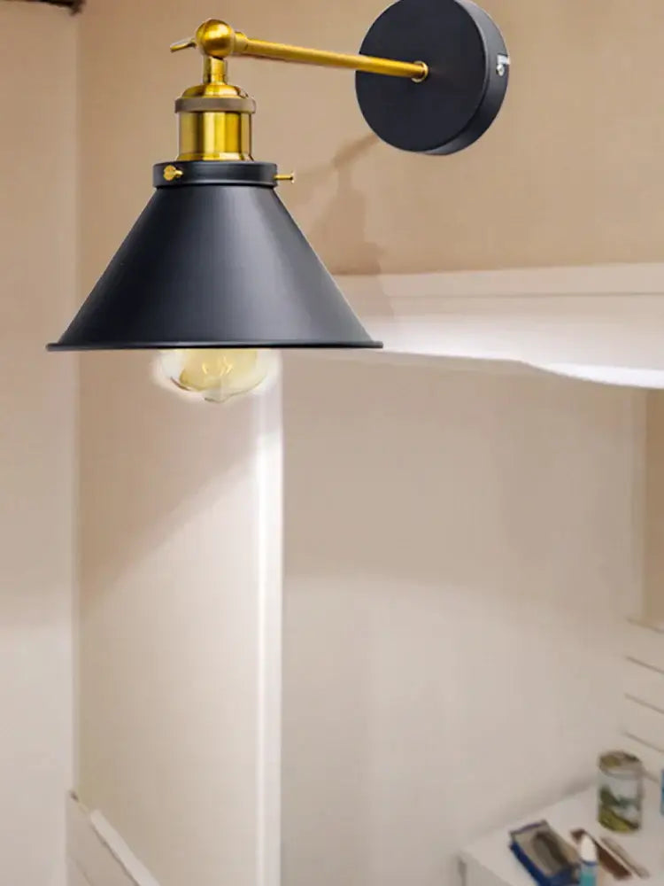 Industrial gold wall lamp bedroom brass sconce with adjustable arm