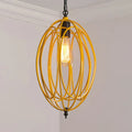 Industrial gray & red oval cage pendant light for restaurants