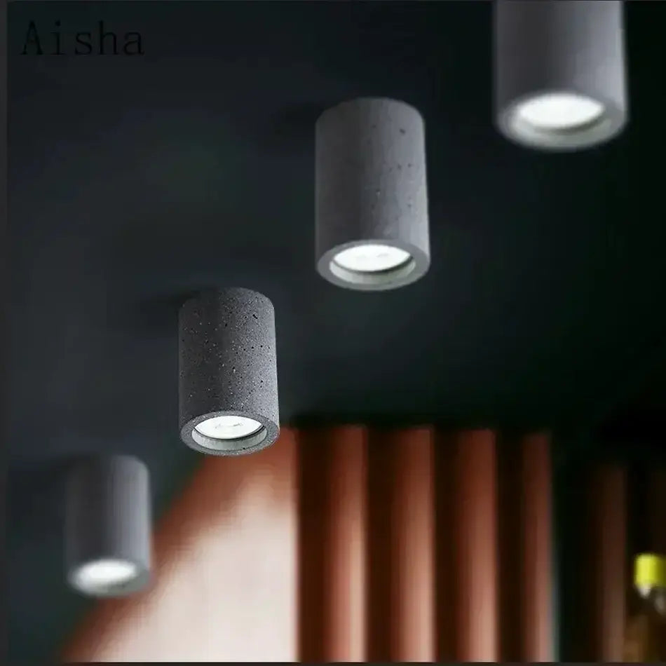 Industrial gray & white concrete ceiling light for kitchen 3 pack
