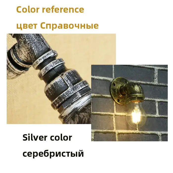 Industrial iron pipe wall sconce bedroom brass filament light