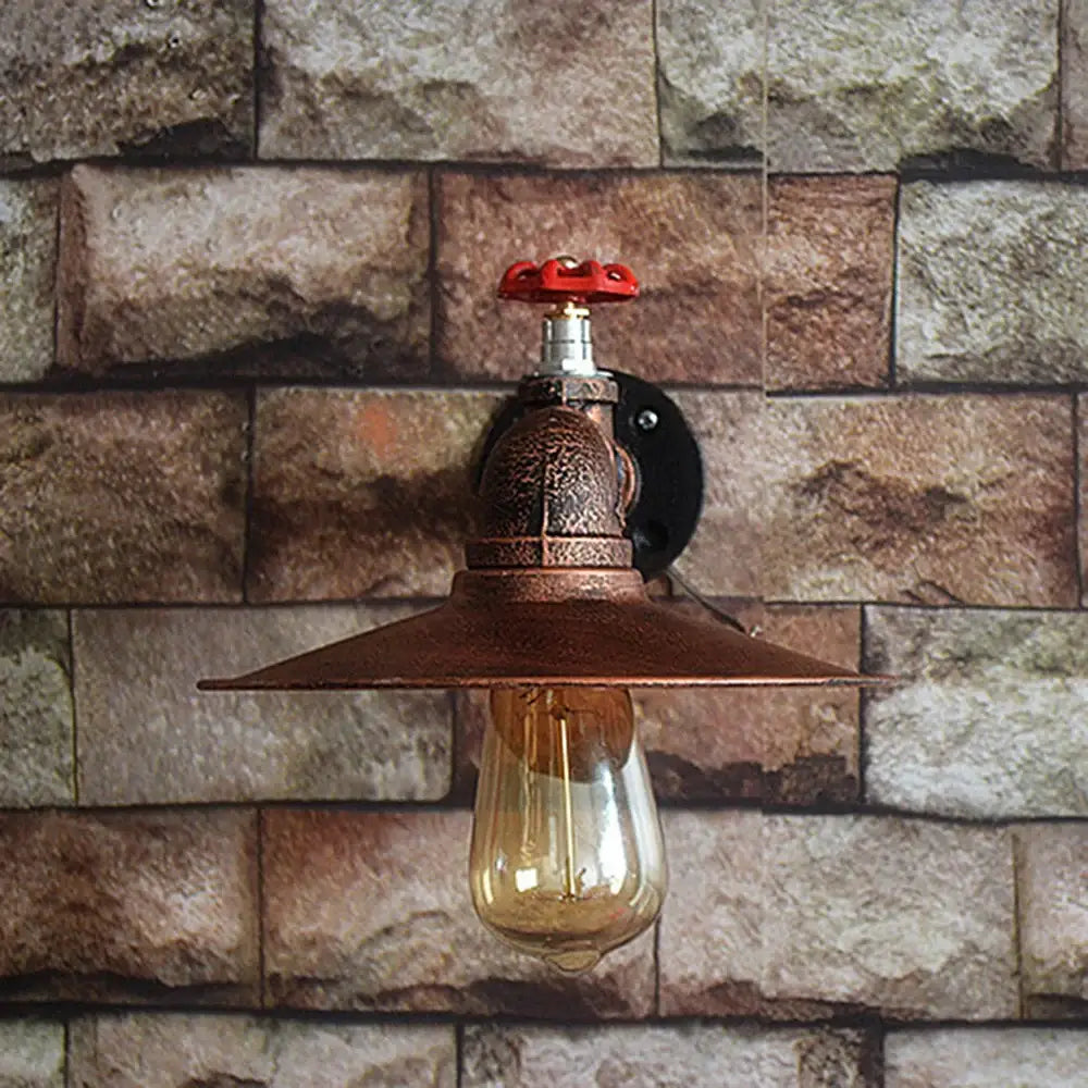 Industrial iron rust wall light – bedroom retro copper sconce