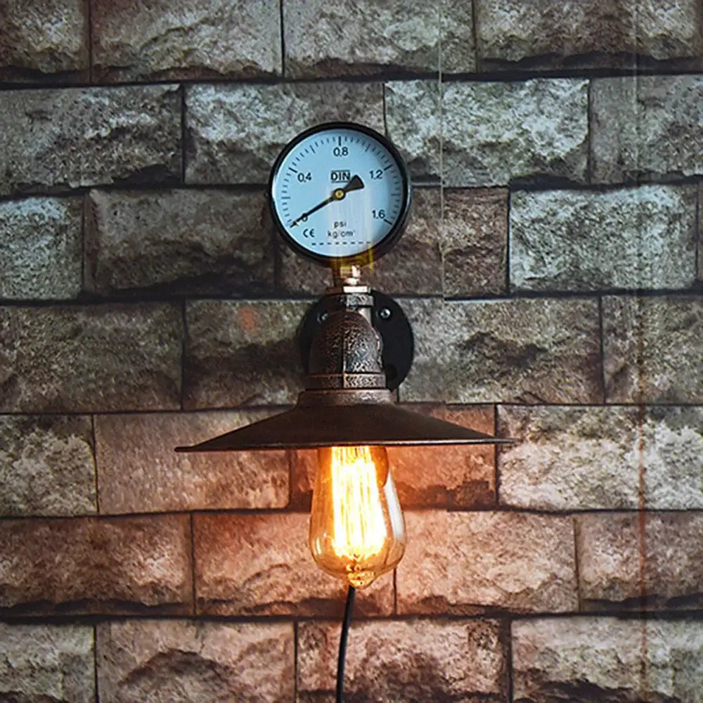 Industrial iron rust wall light – bedroom retro copper sconce