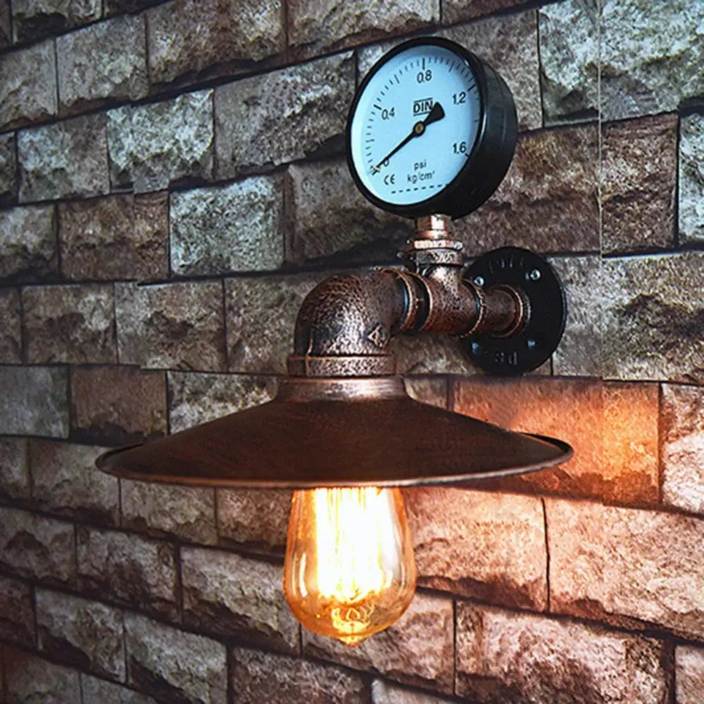 Industrial iron rust wall light – bedroom retro copper sconce