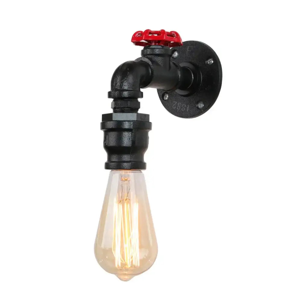 Industrial iron rust wall light living room vintage pipe sconce