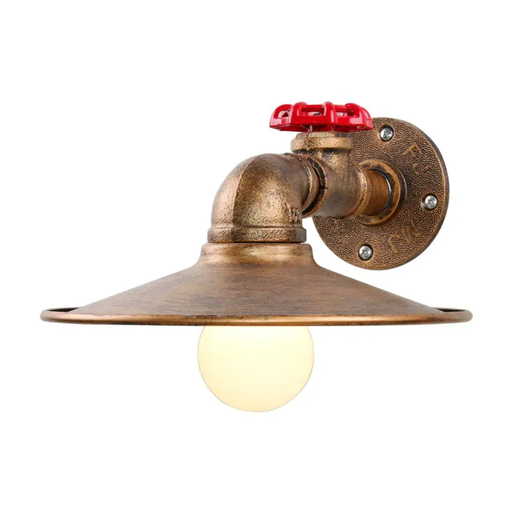 Industrial iron rust wall light living room vintage pipe sconce