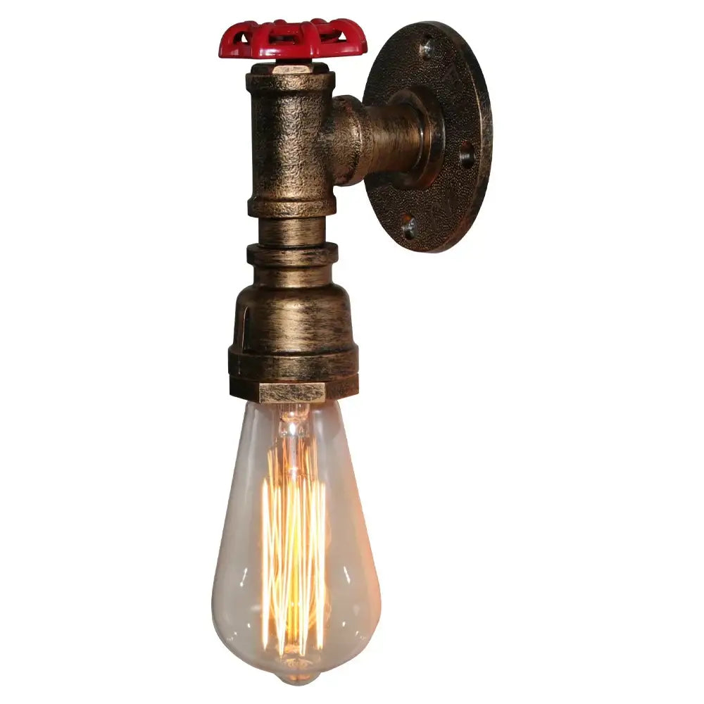 Industrial iron rust wall light living room vintage pipe sconce