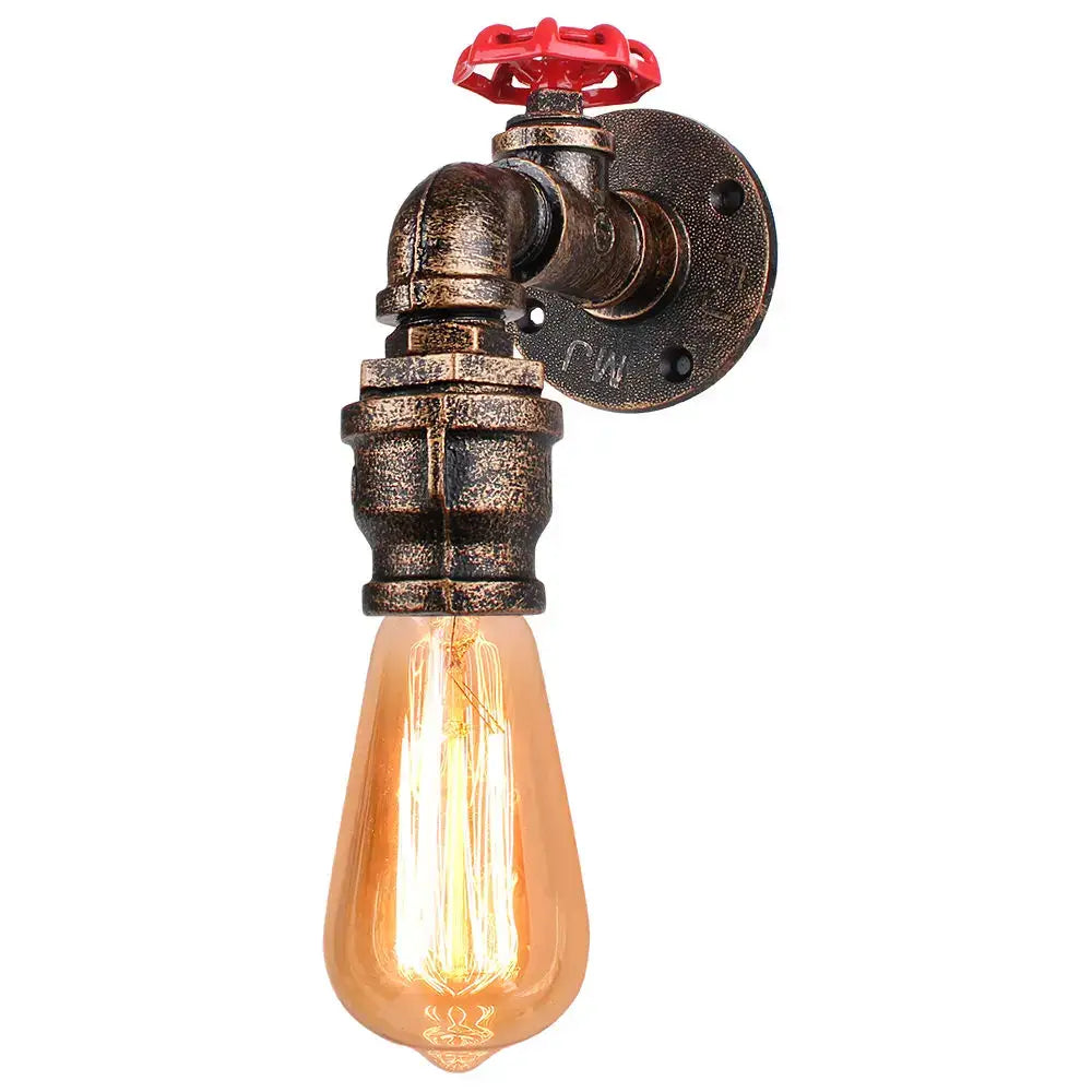 Industrial iron rust wall light living room vintage pipe sconce