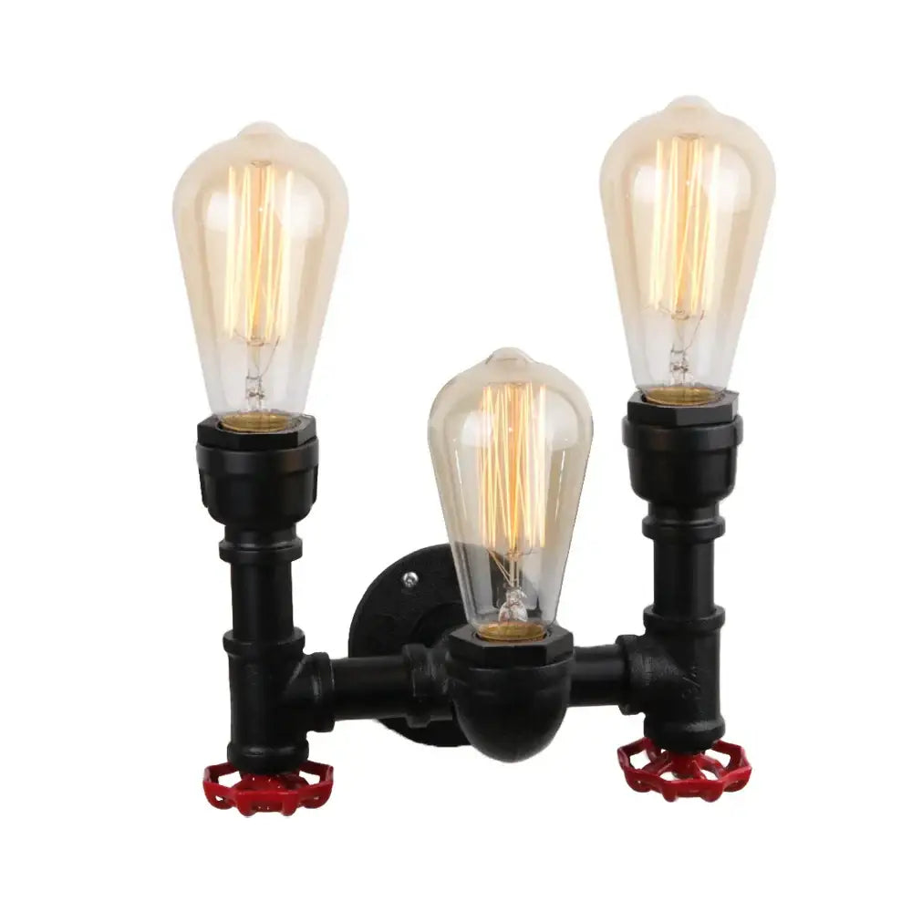 Industrial iron rust wall light living room vintage pipe sconce