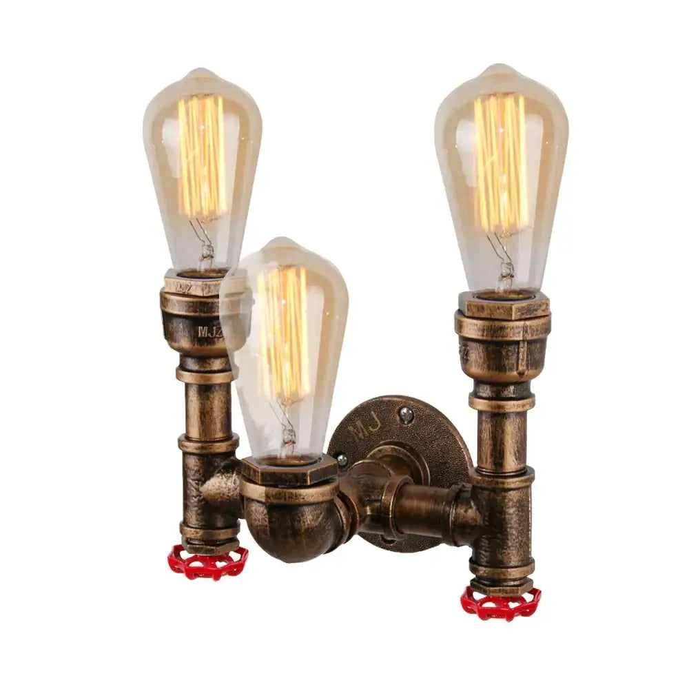 Industrial iron rust wall light living room vintage pipe sconce