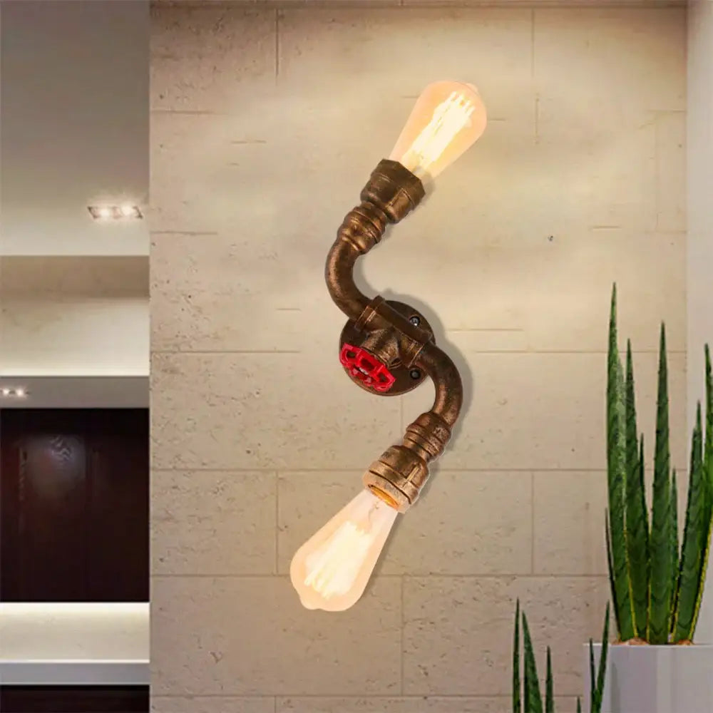 Industrial iron rust wall light living room vintage pipe sconce