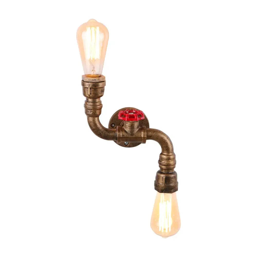 Industrial iron rust wall light living room vintage pipe sconce