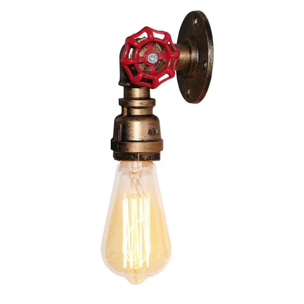 Industrial iron rust wall light living room vintage pipe sconce