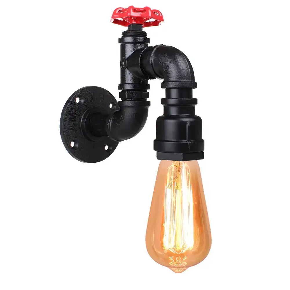 Industrial iron rust wall light living room vintage pipe sconce