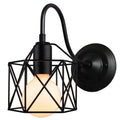 Industrial iron wall sconce black cage light bedroom fixture
