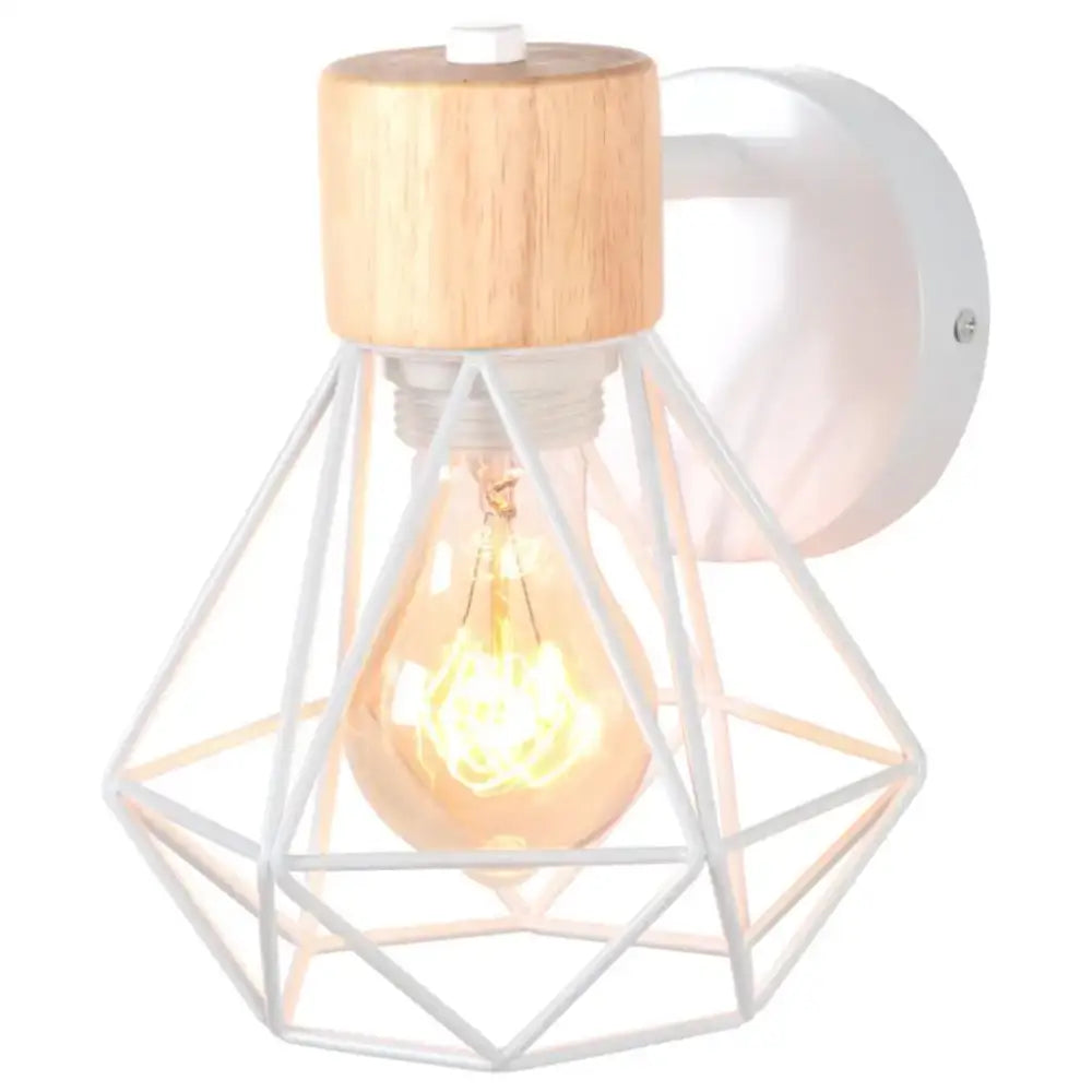 Industrial led wood wall sconce white & wood bedroom lamp