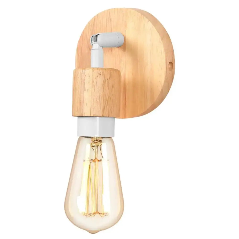 Industrial led wood wall sconce white & wood bedroom lamp