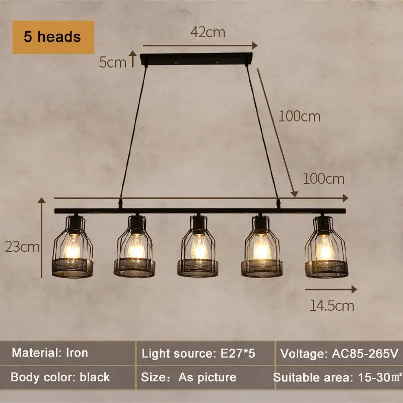 Industrial loft chandelier black mesh pendant light for dining room