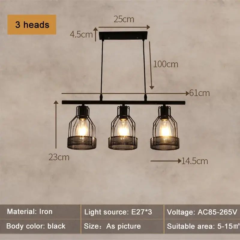 Industrial loft chandelier black mesh pendant light for dining room