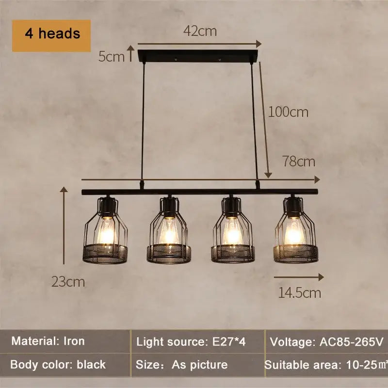 Industrial loft chandelier black mesh pendant light for dining room
