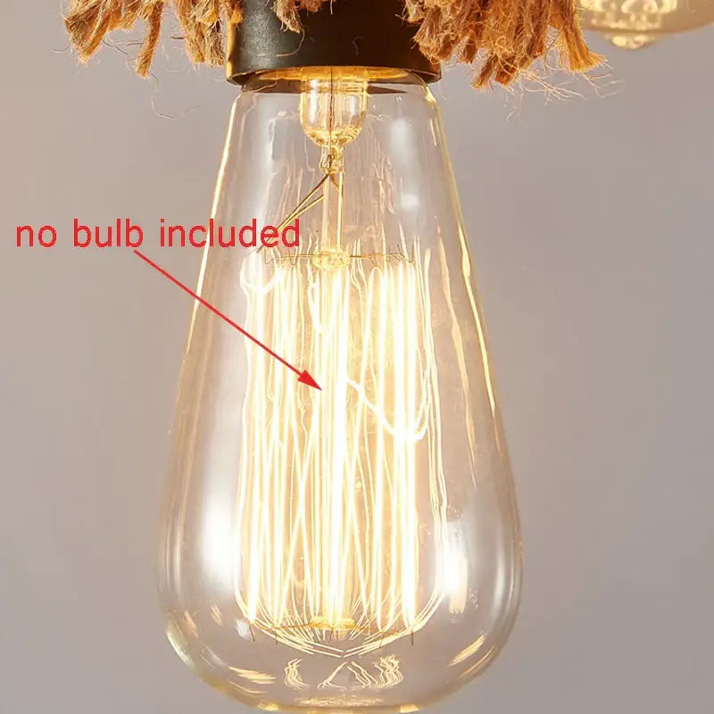 Industrial loft chandelier black metal & natural rope dining room