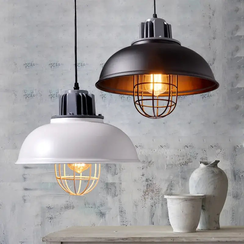 Industrial loft chandelier pendant light black & brass dining room