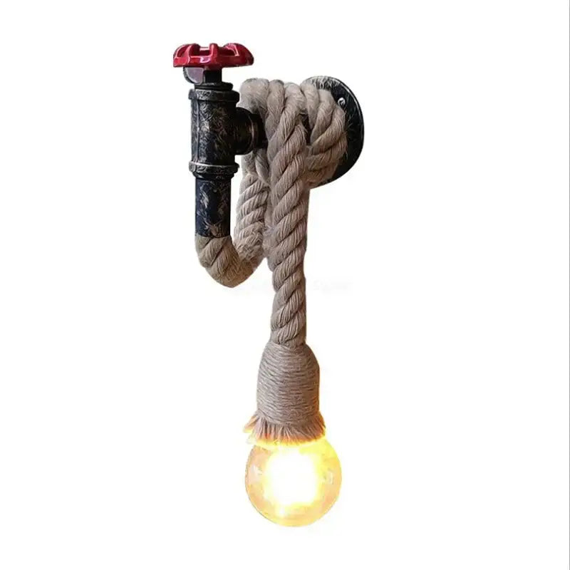 Industrial loft hemp rope wall lamp kitchen pipe sconce