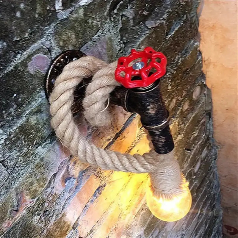 Industrial loft hemp rope wall lamp kitchen pipe sconce