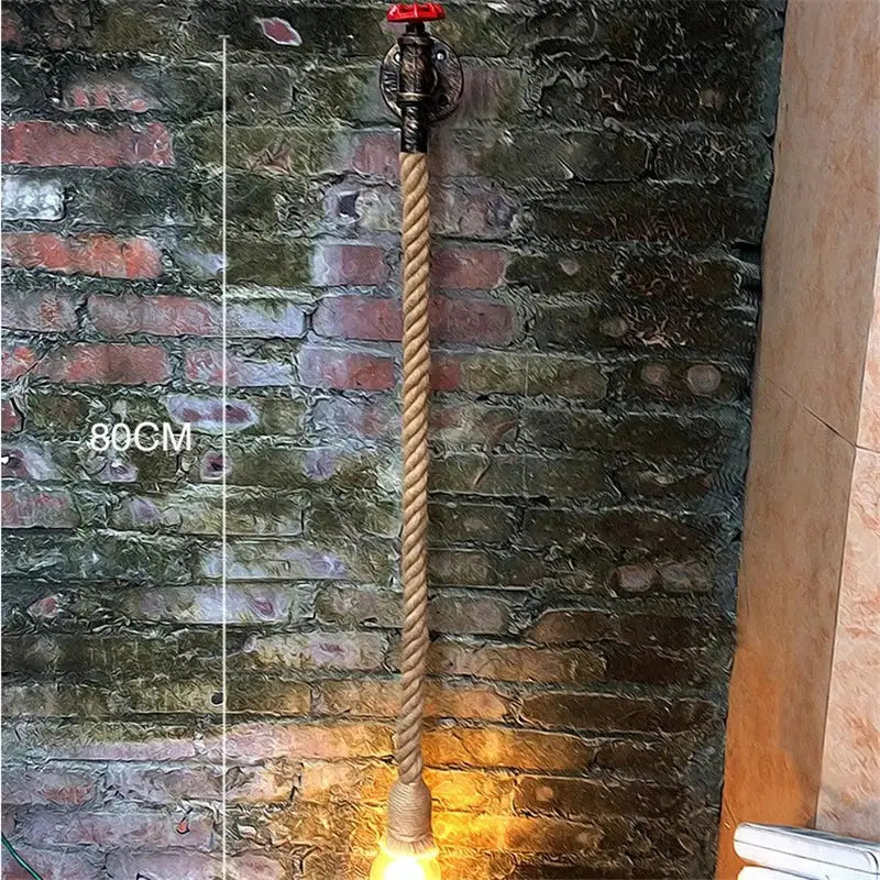 Industrial loft hemp rope wall lamp kitchen pipe sconce