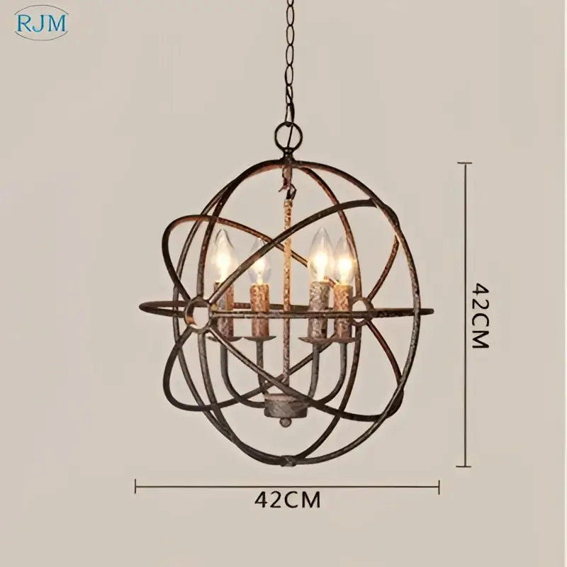 Industrial loft iron bronze candle pendant light dining room