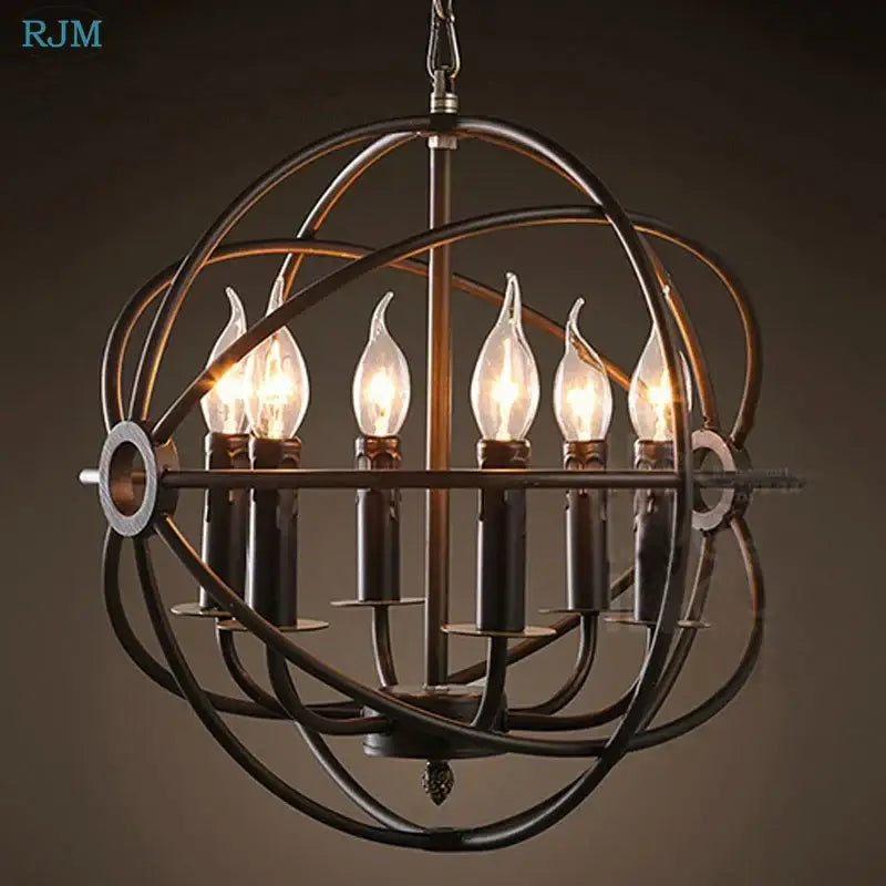 Industrial loft iron bronze candle pendant light dining room