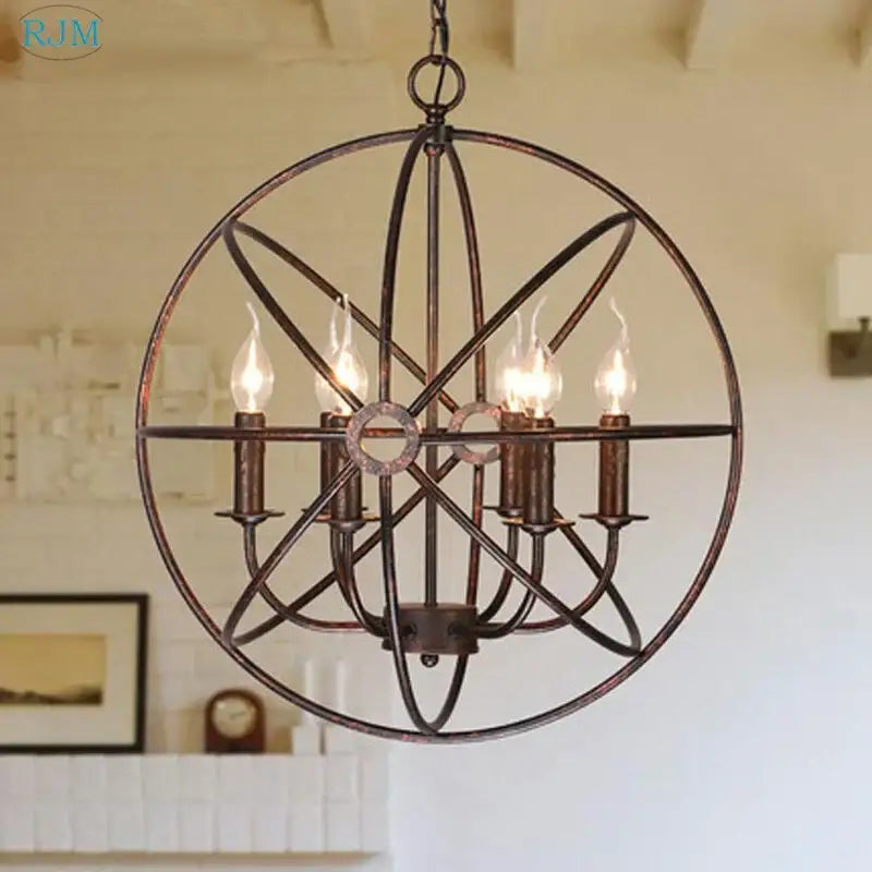 Industrial loft iron bronze candle pendant light dining room