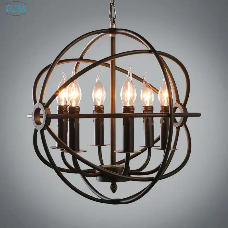 Industrial loft iron bronze candle pendant light dining room