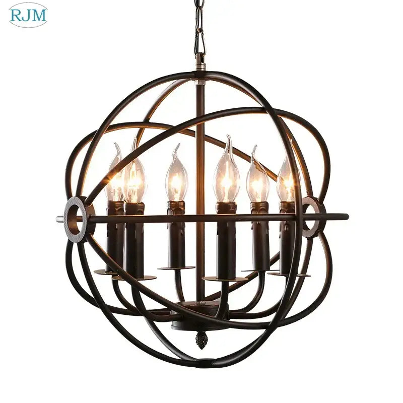 Industrial loft iron bronze candle pendant light dining room