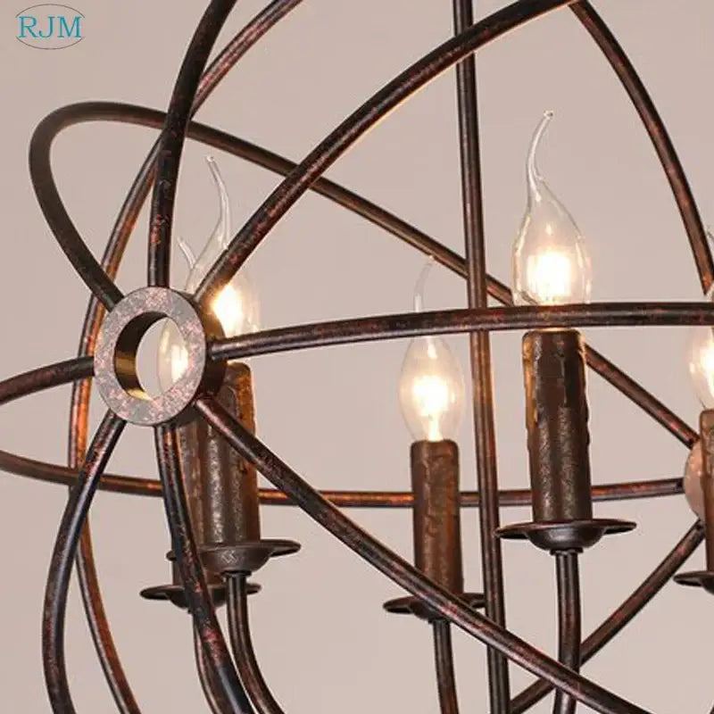 Industrial loft iron bronze candle pendant light dining room