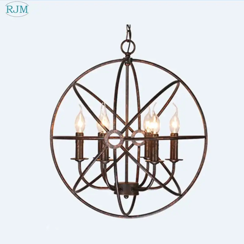 Industrial loft iron bronze candle pendant light dining room