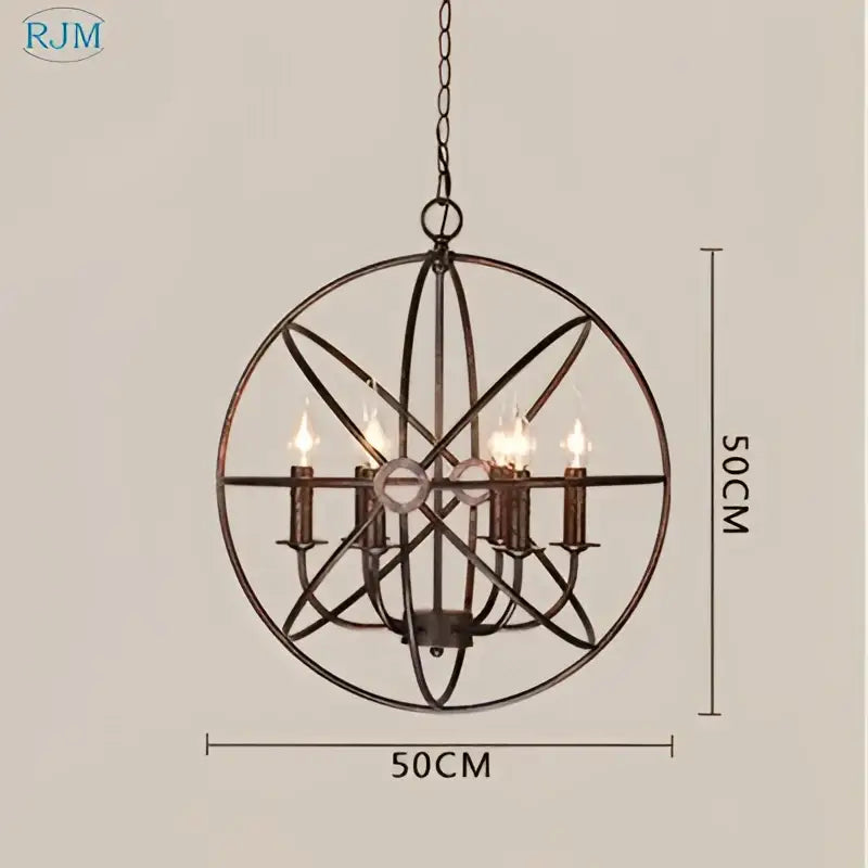 Industrial loft iron bronze candle pendant light dining room