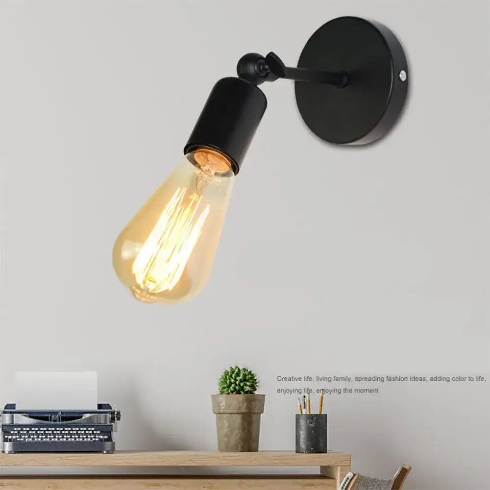 Industrial loft led cage wall light sconce bedroom brass glass lamp