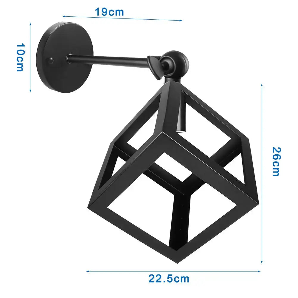 Industrial loft led cage wall light sconce bedroom brass glass lamp
