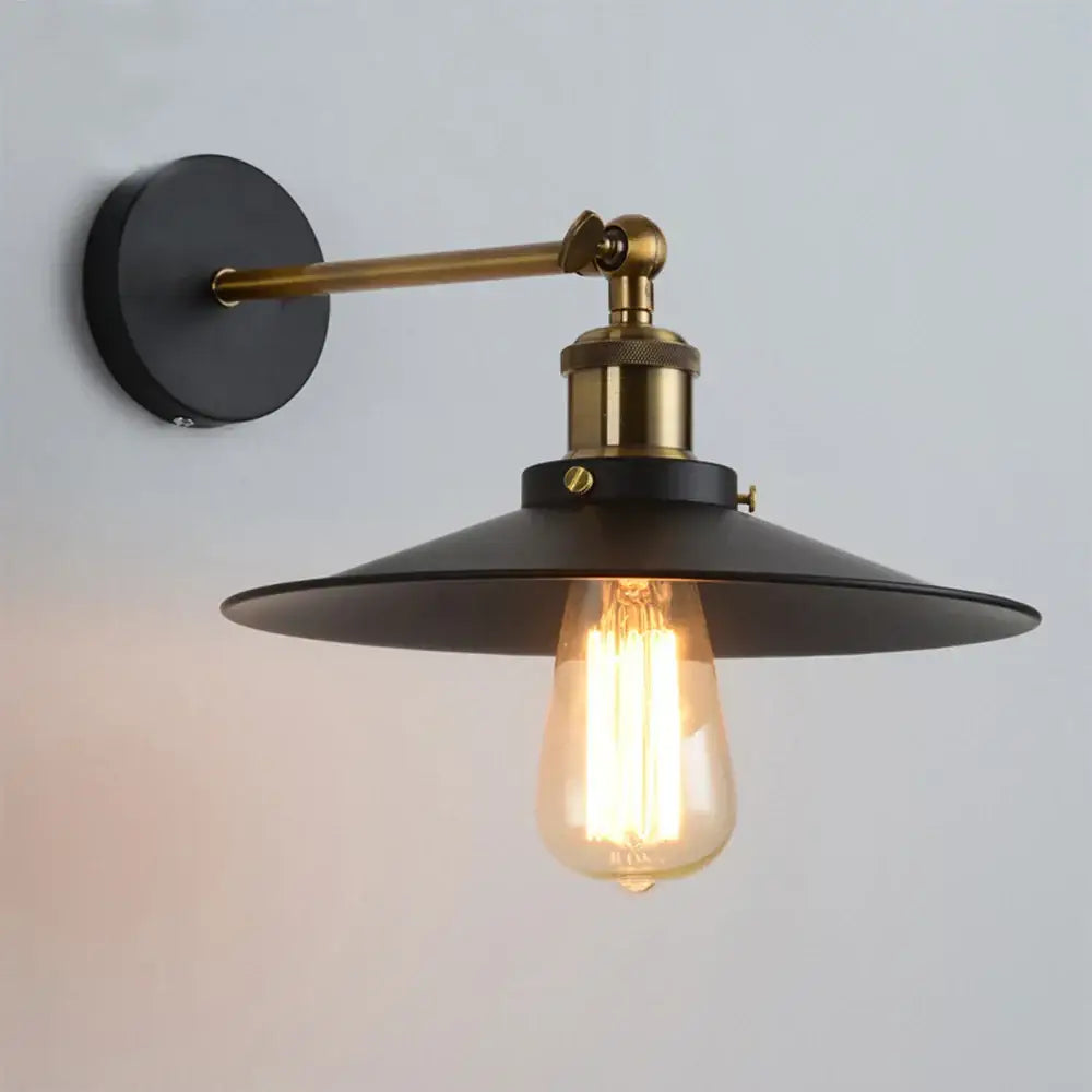Industrial loft led cage wall light sconce bedroom brass glass lamp