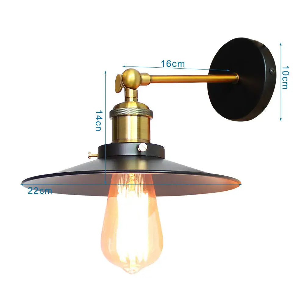 Industrial loft led cage wall light sconce bedroom brass glass lamp