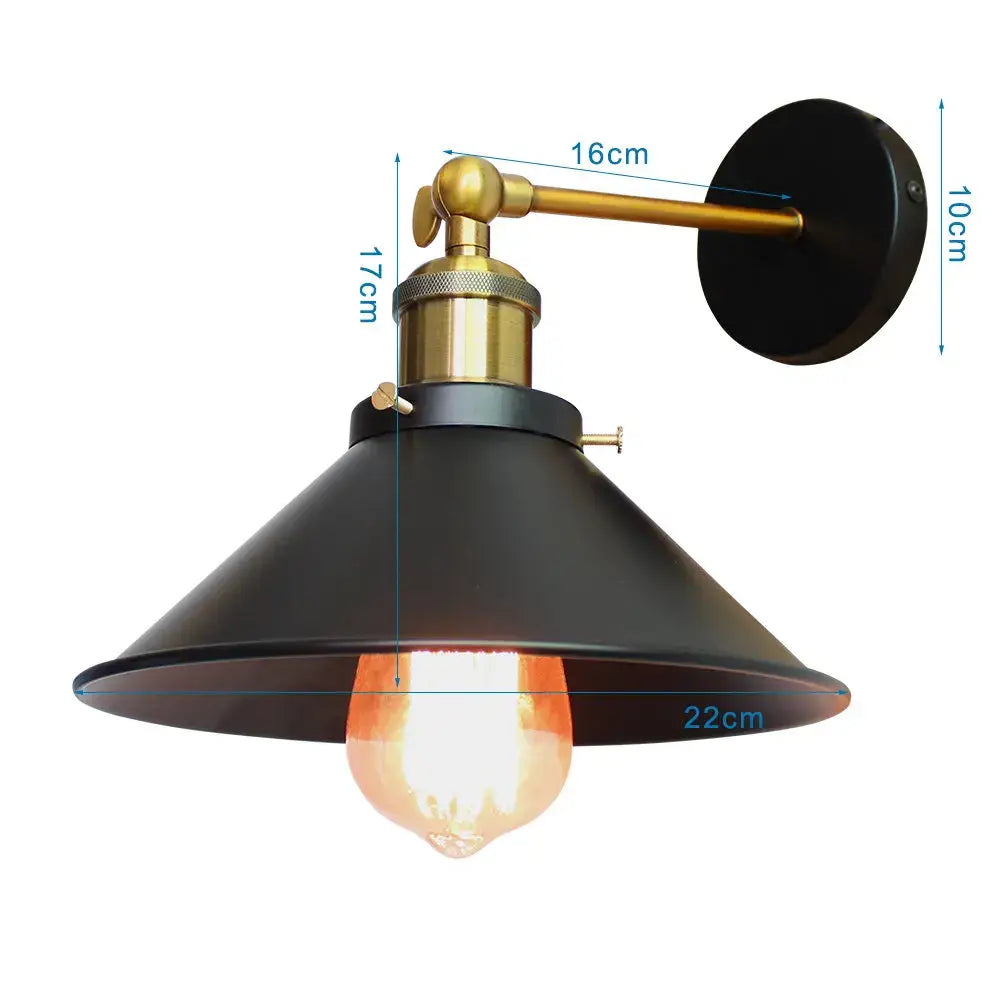 Industrial loft led cage wall light sconce bedroom brass glass lamp