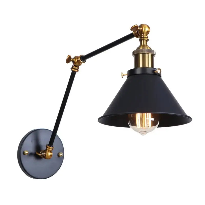 Industrial loft led wall lamp black & brass bedroom sconce