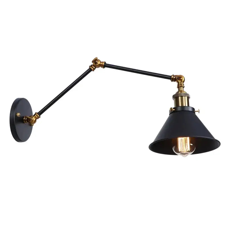 Industrial loft led wall lamp black & brass bedroom sconce
