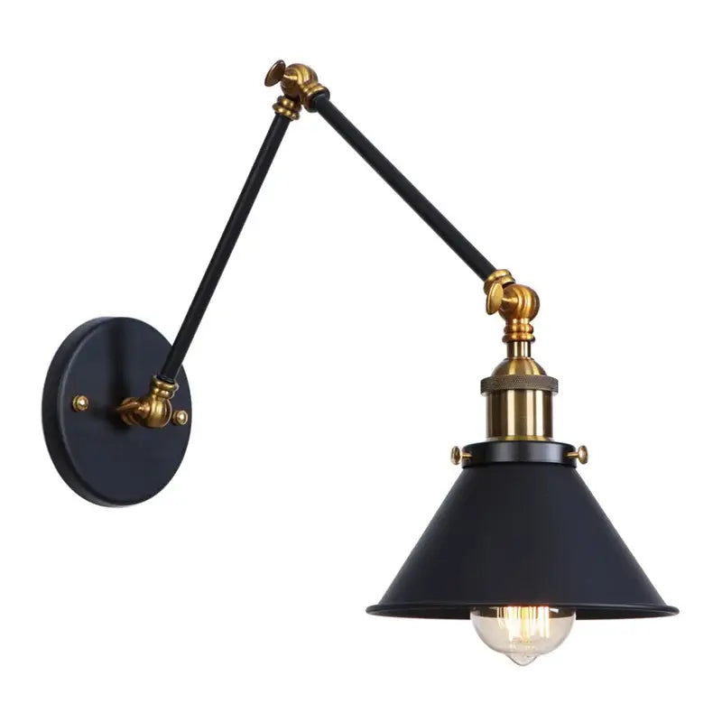 Industrial loft led wall lamp black & brass bedroom sconce