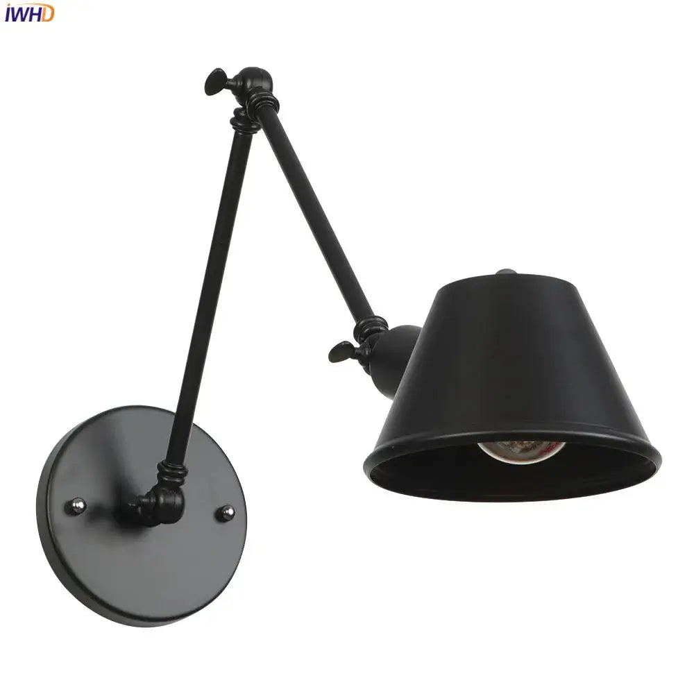 Industrial matte black adjustable led wall light fixture bedroom