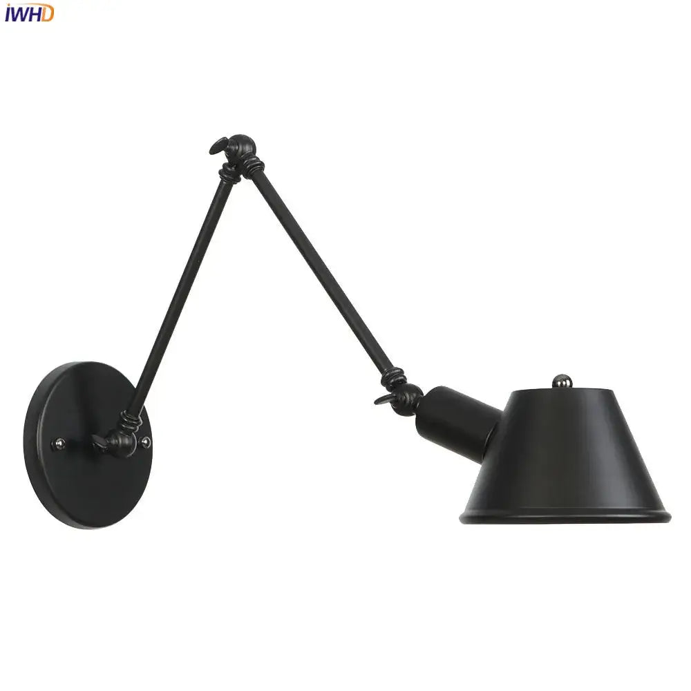 Industrial matte black adjustable led wall light fixture bedroom
