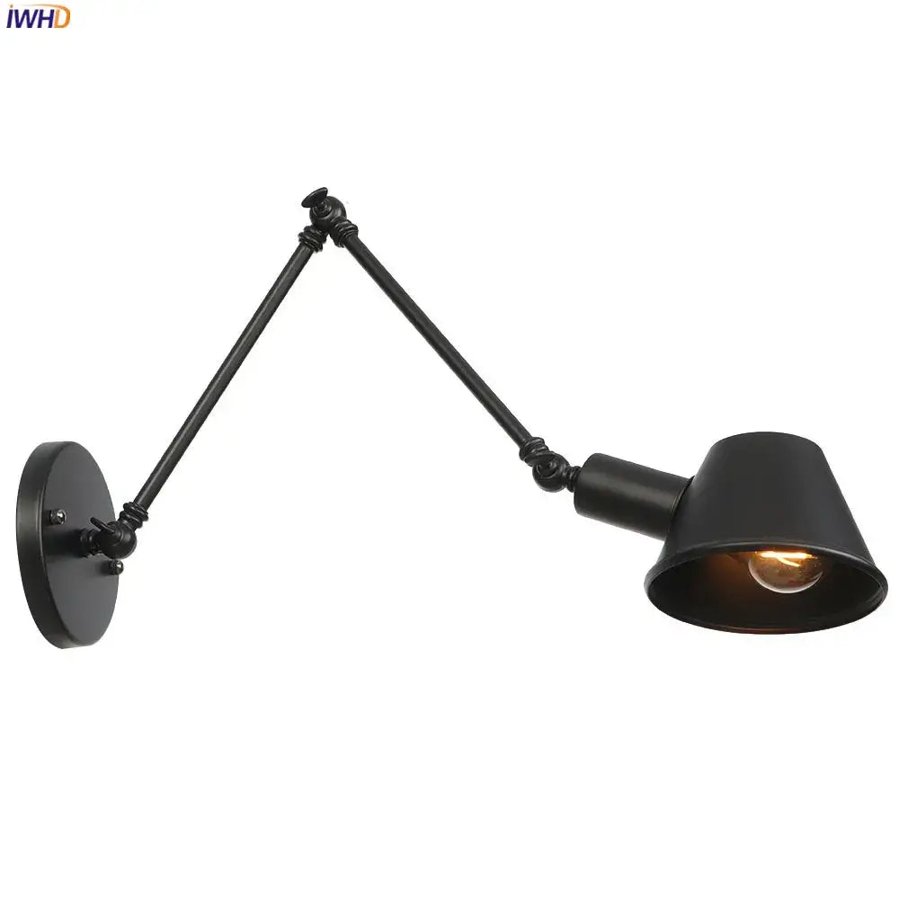 Industrial matte black adjustable led wall light fixture bedroom